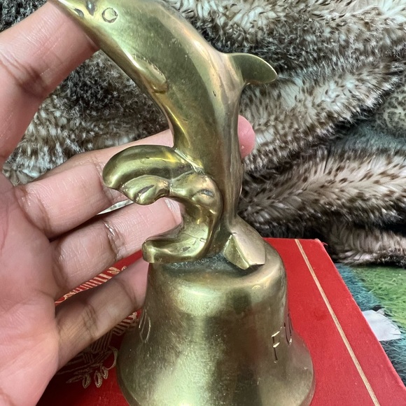 Solid Brass Dolphin Bell, Mystical Sea Irelnd Fungy Rare Vintage 4 3/8” - Picture 4 of 8